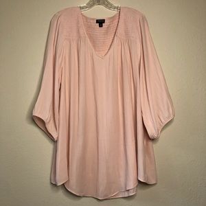 Torrid Light Pink Crepe Smocked Blouse 3